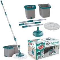 Mop Giratorio Flash Limp Limpeza Profissional 2 Baldes Centrifugador Inox Esfregão Extensivo