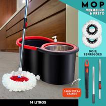 Mop Giratório Inox Regulável Balde Com Rodinha E Alça Esfregão com refil microfibra