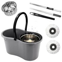 Mop Giratório Limpeza Geral 9L 360 Com Balde Centrifugador de Inox