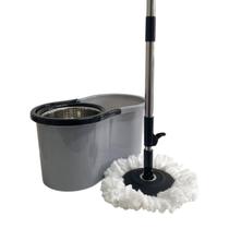 Mop Giratório Moderno Com Balde Esfregão Em Inox Microfibra Limpeza Casa 9 Litros
