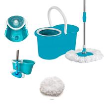 Mop Giratório Resistente com Esfregão de Microfibra e Cabo com Regulagem Snel Home para Limpeza