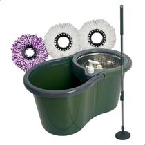 Mop INMA Esfreguette Giratório Com Rodas 14L 360 Cesto Inox 3 em 1 Para Limpeza Esfregão Limpa Chão Balde Centrifuga + 3 Refis