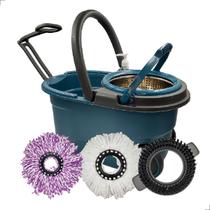 Mop INMA Esfreguette Giratório Com Rodas 16L 360 Cesto Inox 3 em 1 Para Limpeza Esfregão Limpa Chão Balde Centrifuga + 3 Refis
