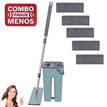 Mop Lava E Seca Flat Multiuso Rodo com Balde + 5 Refil