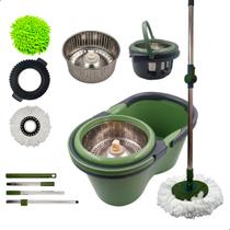 Mop Limpeza Esfregão INMA Giratória 360 Cabo Longo Inox Com Alça 3 Refil Microfibra Reservatório 16l Mop Limpeza Esfregão INMA Giratória 360 Cabo Longo Inox Com Alça 3 Refil Microfibra Reservatório 16l