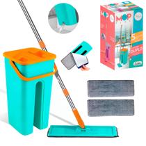 Mop Limpeza Rodo Mágico Giratório Esfregão Flat Flash Balde 5 Litros Duplo