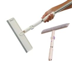Mop Para Vidros Limpa Vidro Cabo Extensivel Rodo Limpeza 2 em 1