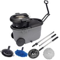 Mop Perfect Pro 360 Original Inox Move Profissional Industrial Giratório Balde Esfregão 3 Refis Roda