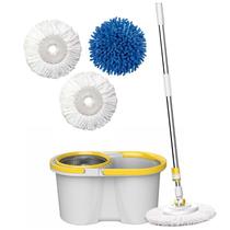 Mop PRO 360 Cesto Inox C/ 3 Refil: 1 Microfibra, 1 Tira Pó, 1 Microfibra e Cabo 1,60 Mts - CONCEPT