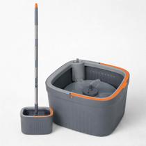 Mop Quadrado 9L Lava e Seca com Balde Duplo Microfibra e Escovinha Interna