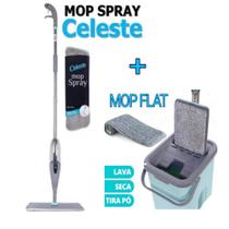 Mop rodo esfregão flat mop spray limpeza chão cozinha área sala casa comércio - CELESTE