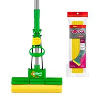Mop Rodo Esponja Absorvente Com Cabo Extensor + Refil Extra