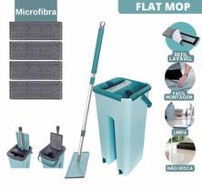 Mop Rodo Flat Esfregão Wash And Dry Tampa Vazao De Agua + Refil Extra