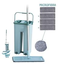 Mop Rodo Flat Esfregão Wash And Dry Tampa Vazao De Agua + Refil Microfibra extra - WashDry