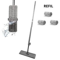 Mop Rodo Magico Flat + 3 Refil Microfibra Extra Limpeza Pisos Delicados Limpa e Seca - ww