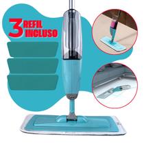 Mop Spray Giratório Limpeza Esfregão com Reservatório Rodo Mop Spray com 3 Refis de Microfibra Para Casa Cozinha Piso Azulejo