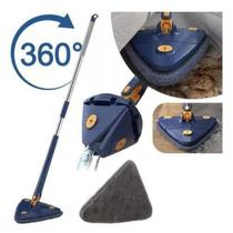Mop Triangular Giratório 360, Limpador de Piso e Vidro com Cabo Ajustável, Sistema de Torção Automático