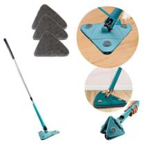 Mop Triangular Giratório 360º Ajustável de Microfibra para Limpeza e Vidros