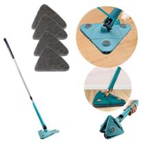 Mop Triangular Giratório 360º Ajustável de Microfibra para Limpeza e Vidros