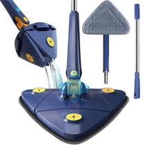 Mop Triangular Limpeza Esfregão Triangulo Ajustável Giratório 360 Esfregão Rodo Retrátil Cor Azul/cinza