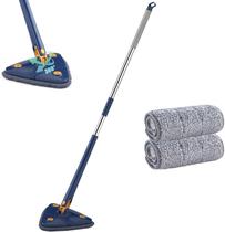 Mop Triângulo - Mop de limpeza ajustável giratório de 360 graus Esfregona de limpeza de pó de microfibra C/ 1 pano
