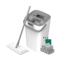 Mopa De Microfibra Com Balde E Sistema De Torção Sem Mãos Para Limpeza De Pisos De Madeira E Mopa De Microfibra Com Balde E Sistema De Torção Sem Mãos Para Limpeza De Pisos De Madeira E