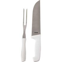 Mor Assador Kit Faca E Chaira Inox Cor Branco