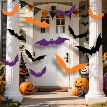 Morcegos pendurados, decoração de Halloween, Siawoy, 12 peças ao ar livre Morcegos pendurados, decoração de Halloween, Siawoy, 12 peças ao ar livre