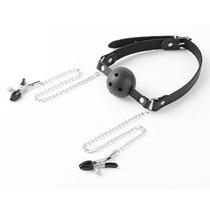 Mordaça Bola com Grampo de Mamillos