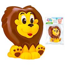 Mordedor Bebê 3 Meses Leão Brinquedo Sensorial Vinil Macio Animais Bichinhos Da Savana Amarelo