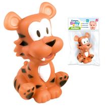 Mordedor Bebê 3 Meses Tigre Brinquedo Sensorial Vinil Macio Animais Bichinhos Da Floresta Laranja