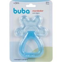 Mordedor buba com agua e chocalho azul textura ergonômico vai na geladeira