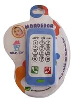 Mordedor Celular Smartphone Macio Para Bebê Azul Vila Toy