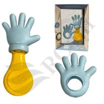 Mordedor e Chocalho Azul Para Bebês Mãozinha Anti Stress Massageador Gengiva Kit Primeira Infância 0 Meses