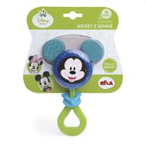 Mordedor e Chocalho Mickey Mouse Disney Azul Bebê Criança Meninos Atóxico Borracha Plástico Elka