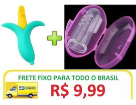 Mordedor + Escova Dedo Massageador Coça Gengiva Banana Mordedor + Escova Dedo Massageador Coça Gengiva Banana