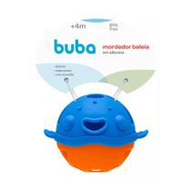 Mordedor Flexível Com Chocalho Baleia Azul/Laranja Em Silicone 16976 Buba