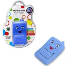 Mordedor Macio Para Bebê Celular Infantil Azul
