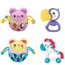 Mordedor Macio Primeiros Meses Chocalho Bola Porquinho Bebê + Mordedor Mordedor Macio Primeiros Meses Chocalho Bola Porquinho Bebê + Mordedor