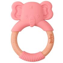 Mordedor Massageador Gengiva Buba em Silicone e Bambu Rosa