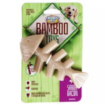 Mordedor Osso Peixe Bambu para Cães Pet Sabor Bacon Truqys