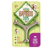Mordedor Osso Pequeno Bambu para Cães Pet Sabor Bacon Truqys