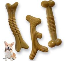 Mordedor Osso Resistente para Cães Cachorros Maciço Fibra De Trigo Sabor Bacon Mordedor Osso Resistente para Cães Cachorros Maciço Fibra De Trigo Sabor Bacon