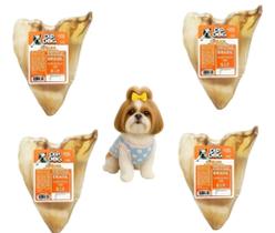 Mordedores Petiscos Orelhas Bovinas Desidratadas Pet Dip Dog Diel kit 4 unidades