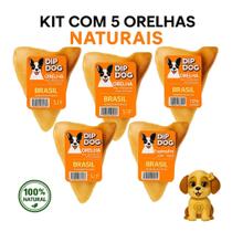 Mordedores Petiscos Orelhas Bovinas Desidratadas Pet Dip Dog kit com 5 undiades Vendedor Oficial