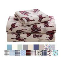 Morgan Home Cotton Turkish Flannel Sheets Fashions - 100% Algodão Escovado para Conforto Supremo - Bolsos Profundos - Quente e Aconchegante, Ótimo para Todas as Estações (Full, Plaid Wilderness)