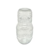 Moringa C/ Copo de Vidro Jogo Trabalhado 550 + 200 ml Elegante Decorativa Funcional Suco Agua Whisky
