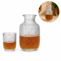 Moringa de vidro 500ml com copo e tampa garrafa para agua whisky licor bebidas jarra decorativa luxo bar Moringa de vidro 500ml com copo e tampa garrafa para agua whisky licor bebidas jarra decorativa luxo bar