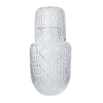 MORINGA DE VIDRO EM RELEVO COM COPO DAISY 500ML e 145ML