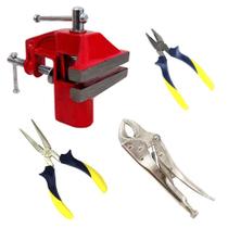 Morsa Torno 75mm Bancada e Jogo de Alicate